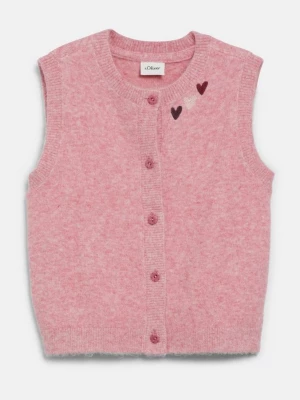 Foto van product Knus gebreid vest met borduursel s.Oliver roze