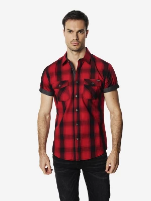 Foto van product KOROSHI Overhemd rood / donkerrood / zwart