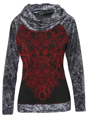 Foto van product KOROSHI Shirt stone grey / donkerrood / zwart