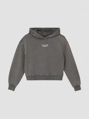 Foto van product Kort oversized sweatshirt met kledingstukverf en opdruk op de rug s.Oliver grijs