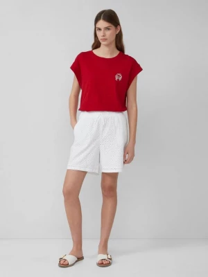 Foto van product Korte broek met wijde pijpen en oogjesborduursel s.Oliver wit