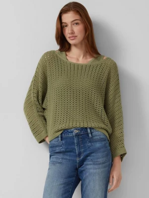 Foto van product Kortere oversized ajour trui met vleermuismouwen s.Oliver olijfgroen