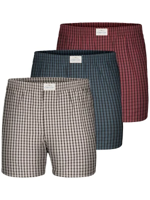 Foto van product Lakeford & Sons Boxershorts ' 3-Pack 'Karos' ' grijs / petrol / rood