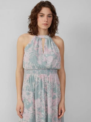 Foto van product Lange chiffon jurk met gesmokt detail QS groen