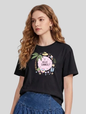 Foto van product LapaPlus Shirt 'Women Beach Element HELLO SUMMER Print T-Shirt' zwart