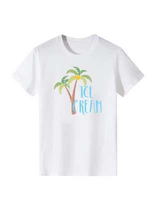 Foto van product LapaPlus Shirt 'Women Macaron Palm Tree ICE CREAM Letter Print T-Shirt' wit