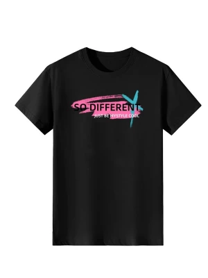 Foto van product LapaPlus Shirt 'Women Pink & Cyan Brush Stroke Slogan Print T-Shirt' zwart