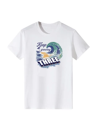 Foto van product LapaPlus Shirt 'Women Vintage Gradient Wave Keep growing THREE Letter Print T-Shirt' wit