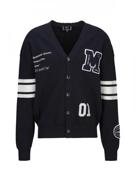 Foto van product 19V69 ITALIA Gebreid vest 'Aldo College' navy / wit