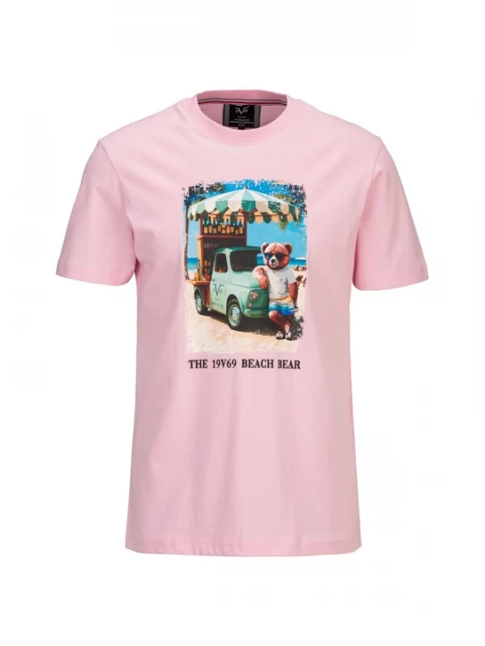 Foto van product 19V69 ITALIA Shirt 'Rafael Beach' hemelsblauw / groen / rosa / zwart