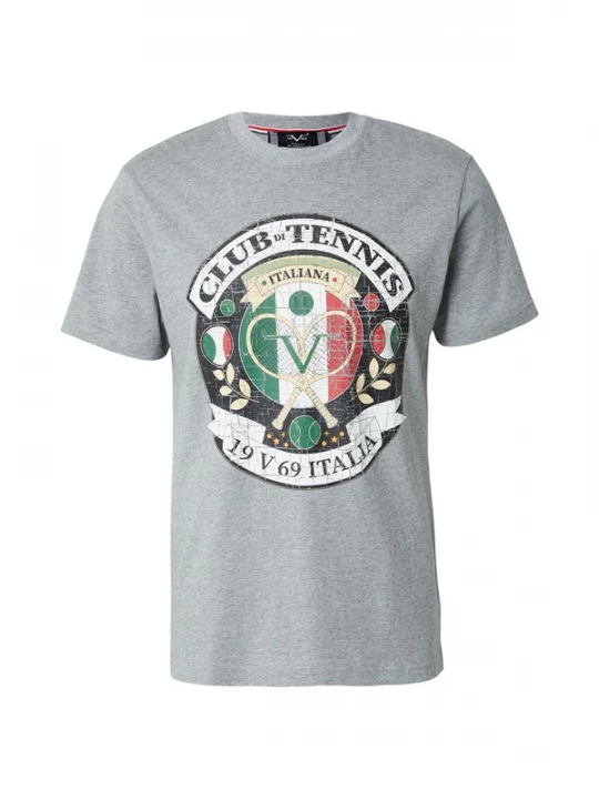 Foto van product 19V69 ITALIA Shirt 'Rafael Big Tennis' grijs / groen / zwart / wit