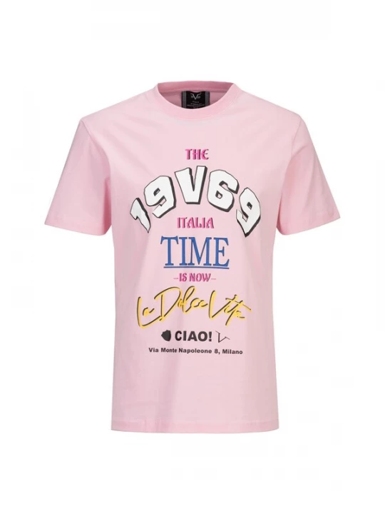 Foto van product 19V69 ITALIA Shirt 'Rafael Ciao' blauw / rosa / zwart / wit