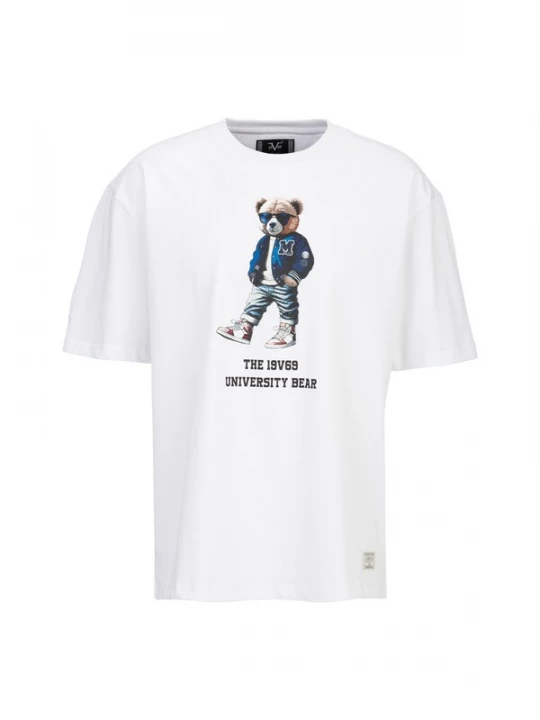 Foto van product 19V69 ITALIA Shirt 'Tamaro Bear' blauw / roestbruin / brokaat / wit