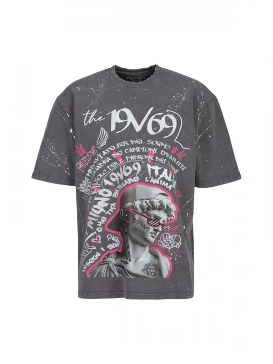Foto van product 19V69 ITALIA Shirt ' Tamaro Graffiti ' grijs / pink