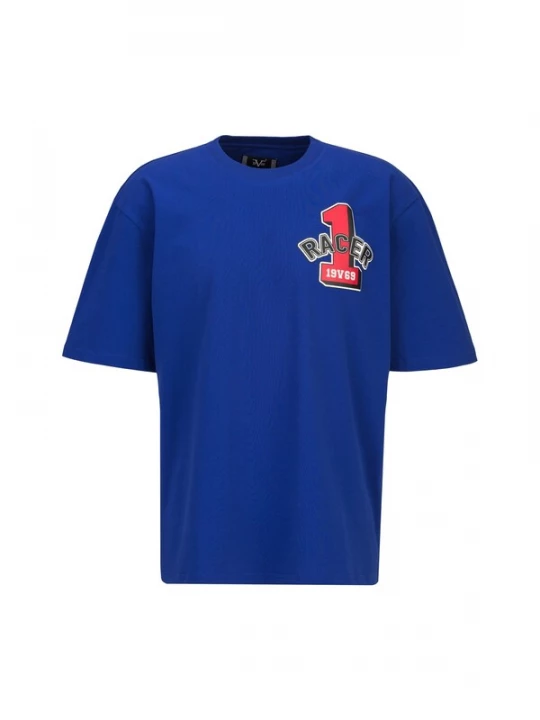Foto van product 19V69 ITALIA Shirt 'Tamaro Racing' donkerblauw / lichtbruin / zwart / wit