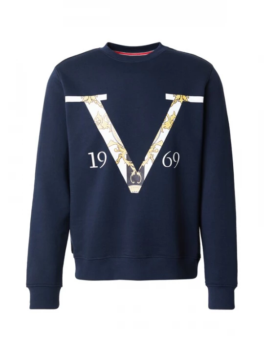 Foto van product 19V69 ITALIA Sweatshirt 'Nico Old Baroque' navy / lichtgeel / zwart / wit