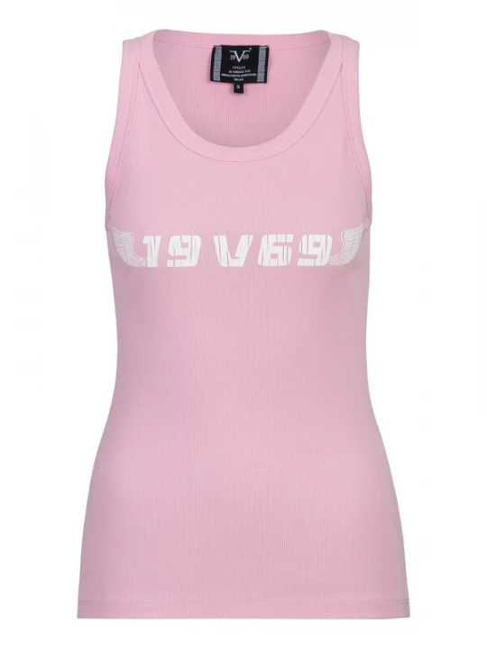 Foto van product 19V69 ITALIA Top 'BENICIA RACING' rosa / wit