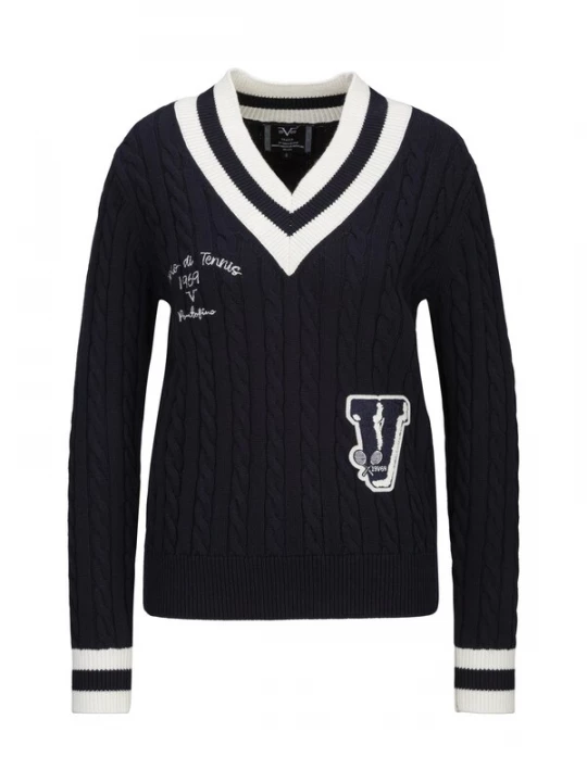 Foto van product 19V69 ITALIA Trui 'Marisa' navy / wit