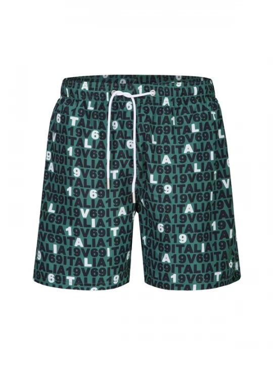 Foto van product 19V69 ITALIA Zwemshorts 'Siro Highlight' groen / zwart / wit