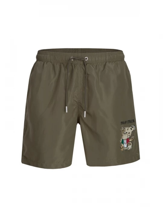 Foto van product 19V69 ITALIA Zwemshorts 'Siro Italian Teddy' ecru / olijfgroen / zwart / wit