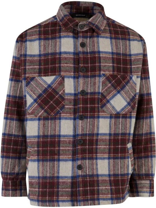 Foto van product 2Y Premium Overhemd navy / bourgogne / lichtrood / offwhite