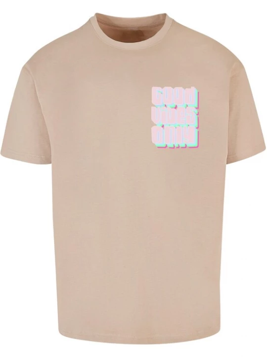 Foto van product 2Y Premium Shirt 'Good Vibes Only' sand / neonblauw / pastelroze