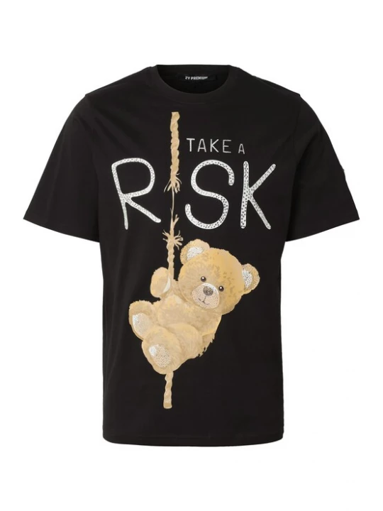 Foto van product 2Y Premium Shirt 'Grim' sand / zwart / wit