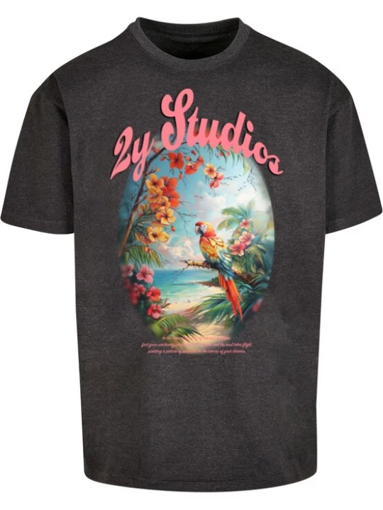 Foto van product 2Y Premium Shirt 'Paradise' lichtblauw / geel / grijs gemêleerd / oranje / wit