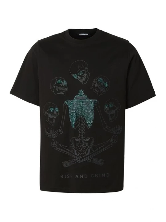 Foto van product 2Y Premium Shirt 'Tarn' antraciet / smaragd / zwart