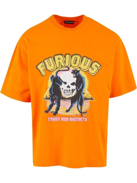 Foto van product 2Y Studios Shirt 'Furios' limoen / mandarijn / zwart / wit