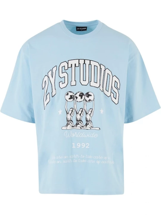 Foto van product 2Y Studios Shirt 'Globus' ecru / lichtblauw / zwart / wit