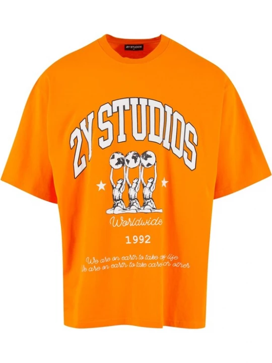 Foto van product 2Y Studios Shirt 'Globus' oranje / zwart / wit