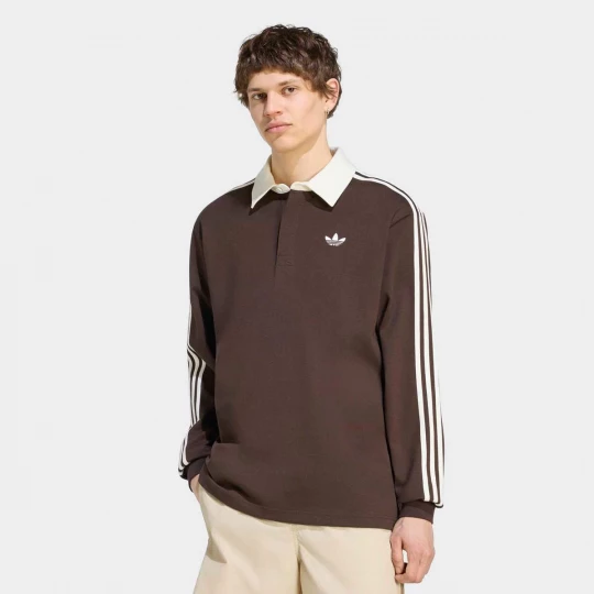 Foto van product 3-Stripes Rugby Longsleeve Polo adidas Originals bruin