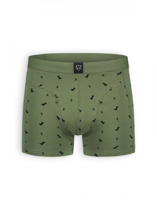 Foto van product A-dam Boxershorts '8 Bit Dino' olijfgroen / zwart