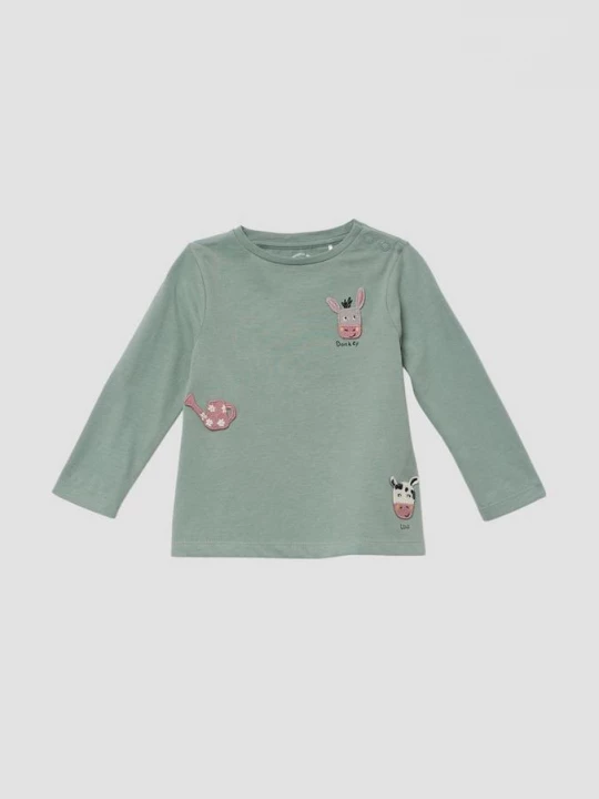 Foto van product A-lijn longsleeve met geborduurde patches s.Oliver groen