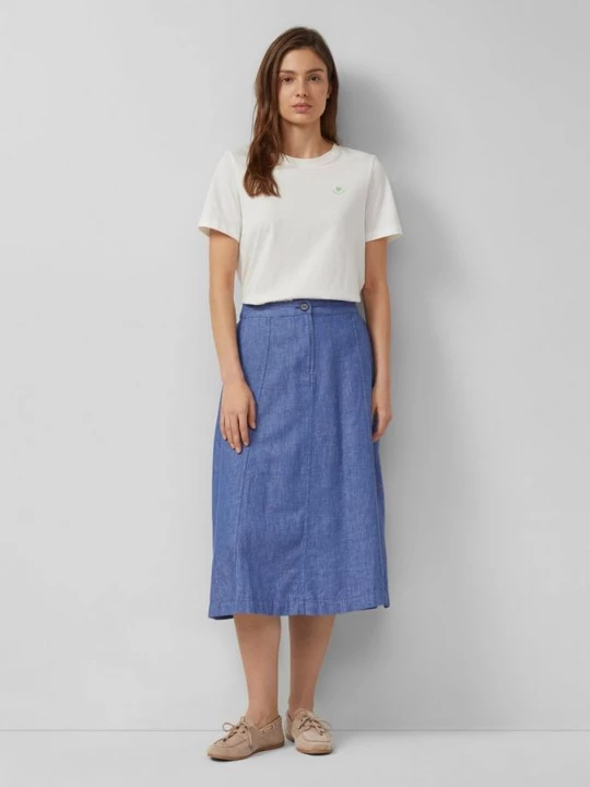 Foto van product A-lijn rok van linnenmix met elastische tailleband s.Oliver blauw