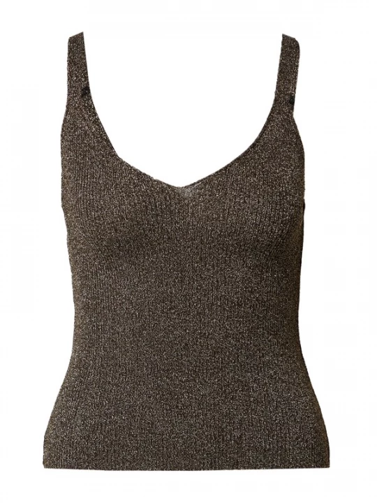 Foto van product A LOT LESS Gebreide top 'Justine' donkerbruin / goud