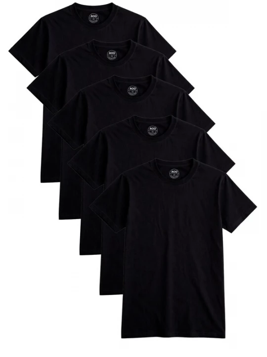 Foto van product A Question Of (AQO) Shirt '5 pack Anders Tee' zwart