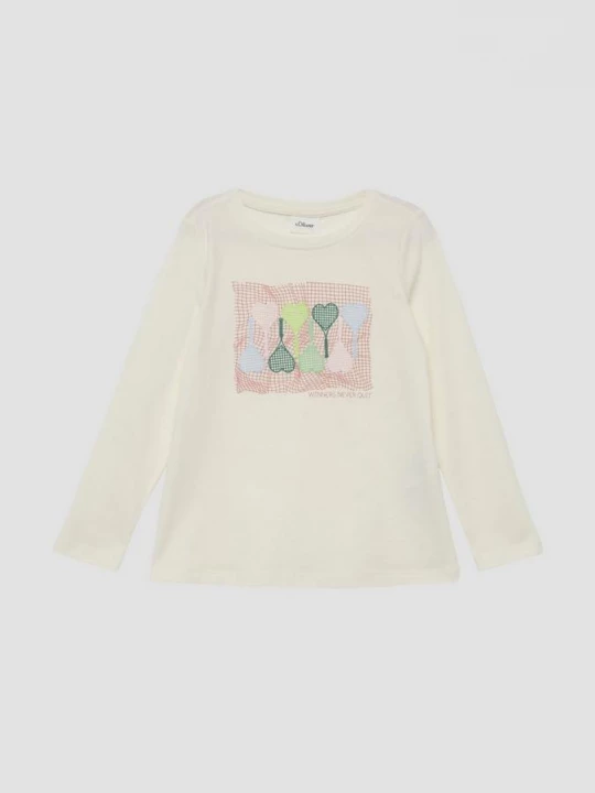 Foto van product A-vorm shirt met lange mouwen en print s.Oliver crème