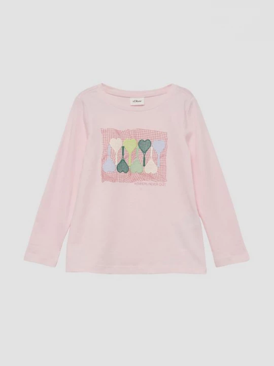 Foto van product A-vorm shirt met lange mouwen en print s.Oliver roze