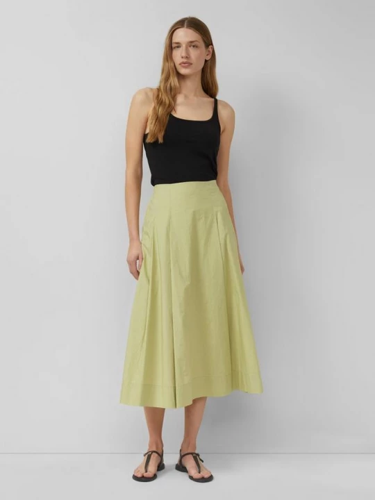 Foto van product Aansluitende midirok in popeline met plooidetails s.Oliver olijfgroen
