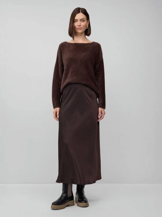 Foto van product Aansluitende satijnen rok met elastische tailleband s.Oliver bruin