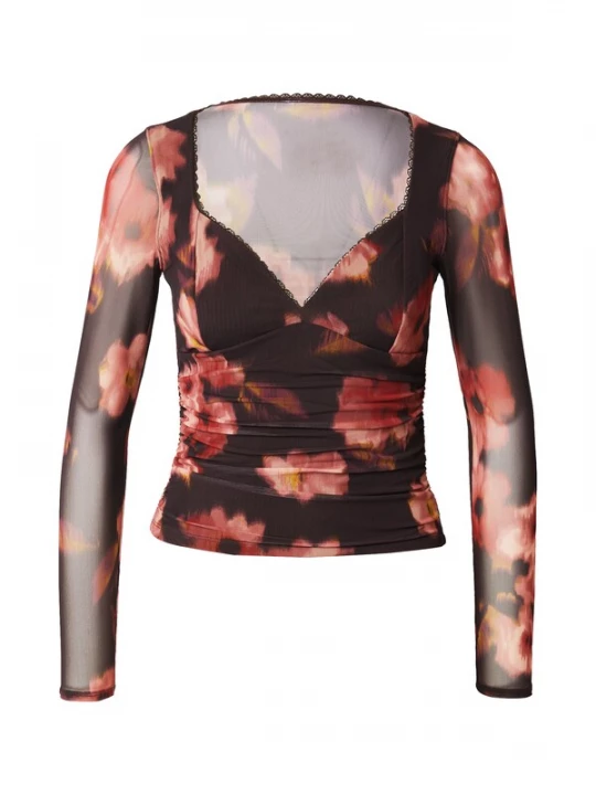 Foto van product Abercrombie & Fitch Shirt 'ZOE' chocoladebruin / goudgeel / pitaja roze / framboos