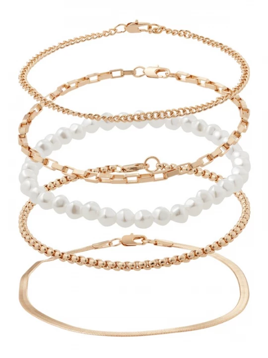 Foto van product ABOUT YOU Armband 'Sandra' goud / parelwit