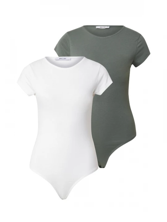 Foto van product ABOUT YOU Shirt body 'Ellinor' donkergroen / wit