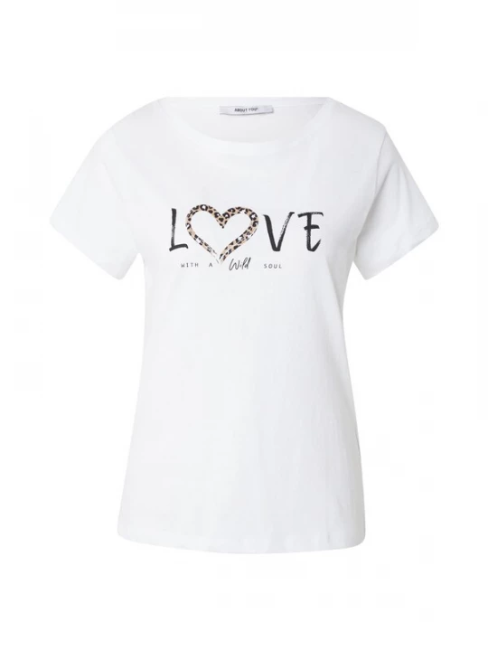 Foto van product ABOUT YOU Shirt 'Fee' lichtbruin / zwart / wit