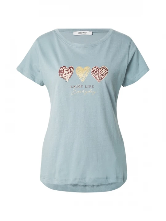 Foto van product ABOUT YOU Shirt 'Isa' taupe / goud / grijs / donkerrood
