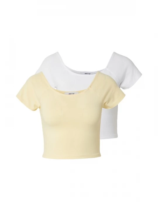 Foto van product ABOUT YOU Shirt 'Jale' pasteelgeel / wit
