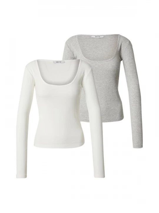 Foto van product ABOUT YOU Shirt 'Liane' grijs gemêleerd / wit