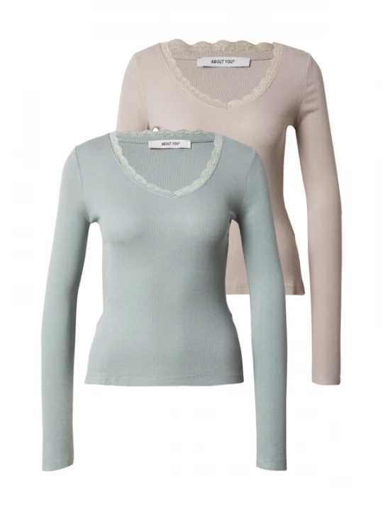 Foto van product ABOUT YOU Shirt 'Line' beige / mintgroen
